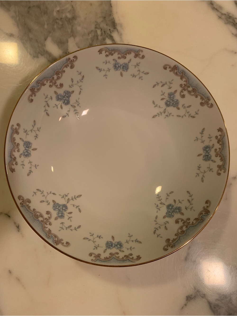 Vintage Imperial Seville Blue Gold Round Serving Bowl